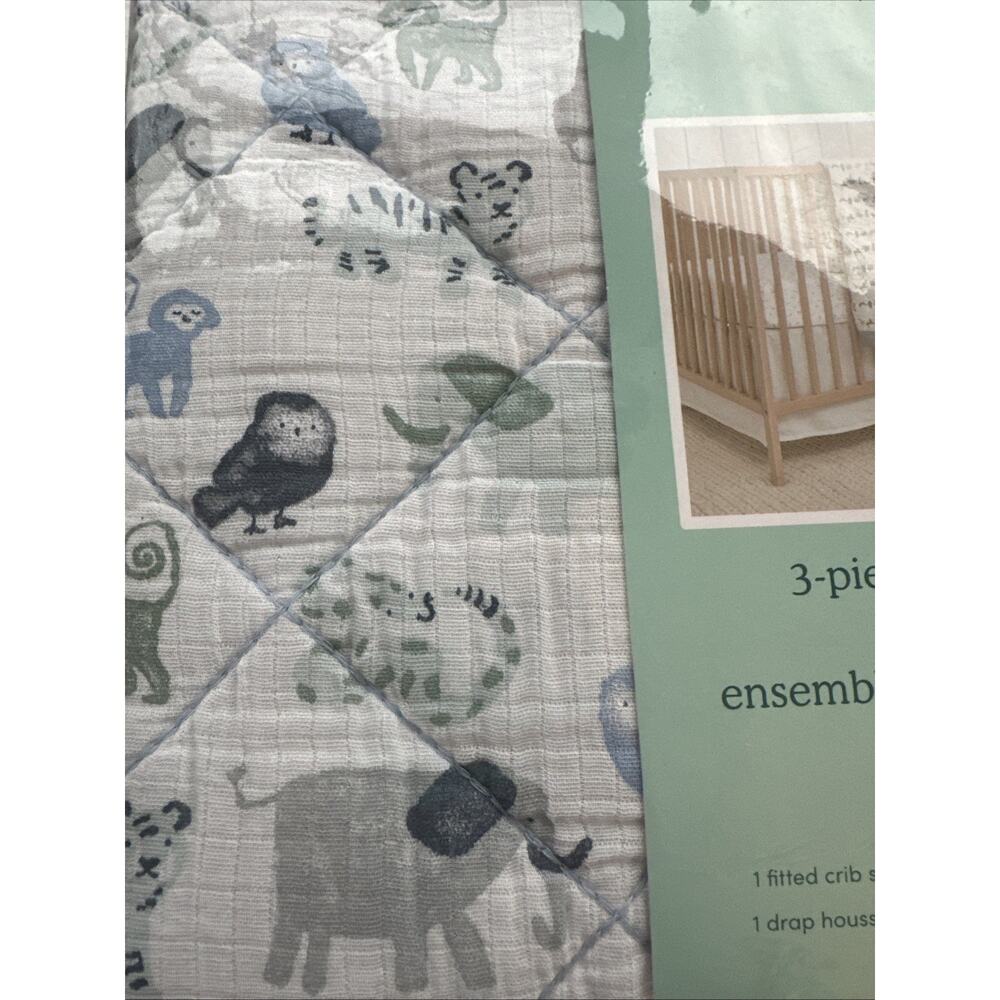 aden + anais Essentials 3-Piece Crib Bedding Set: Tigers Elephants Owls